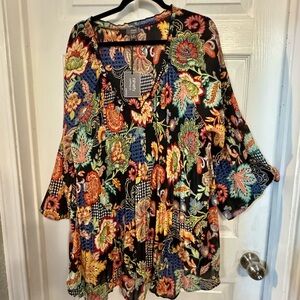 Ninety Black Floral Women's Tunic